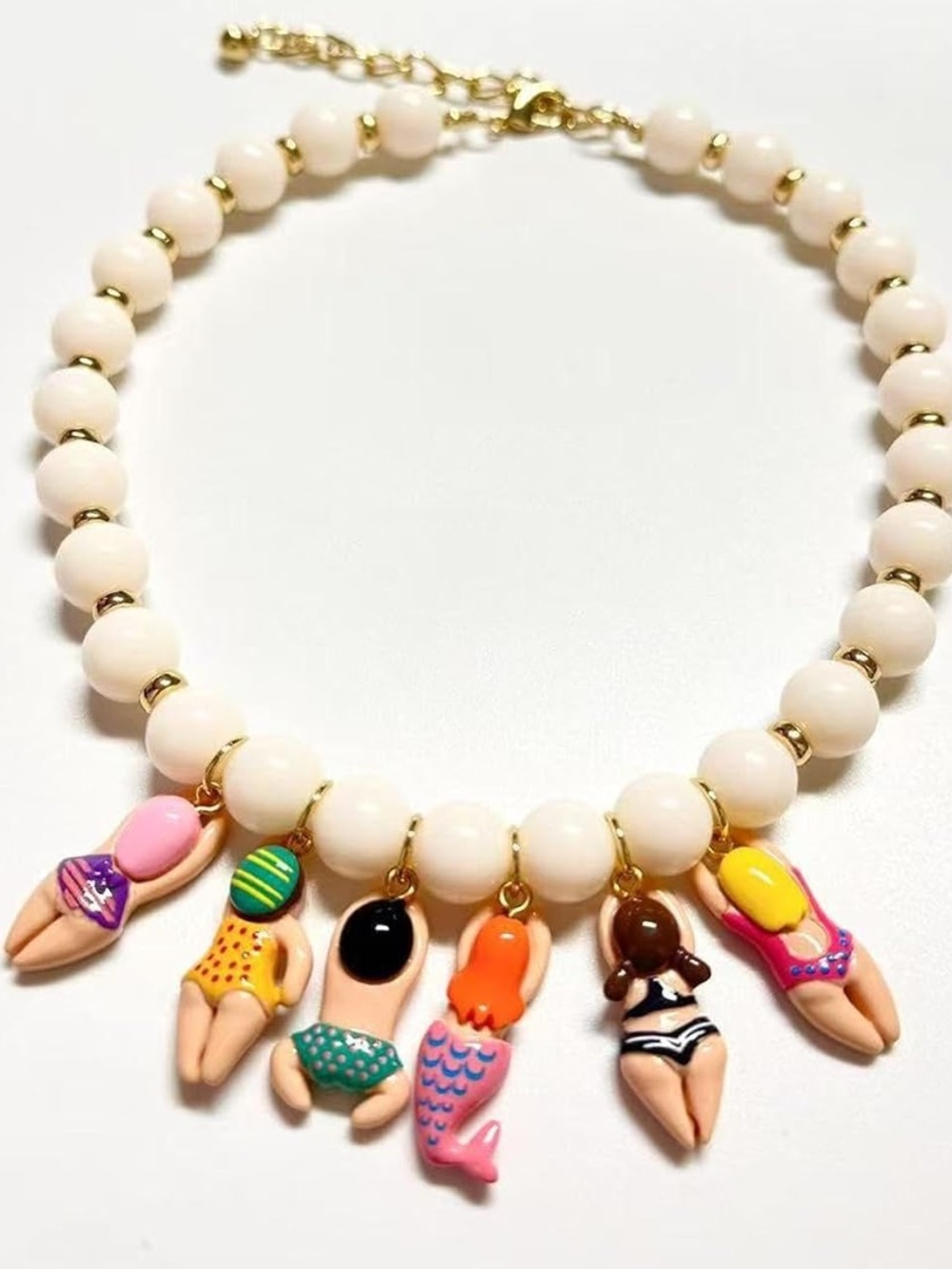 Beach Girl Charm Necklace | Pearl Beaded Statement Necklace #Summer Vacation Y2K - Picture 4 of 7